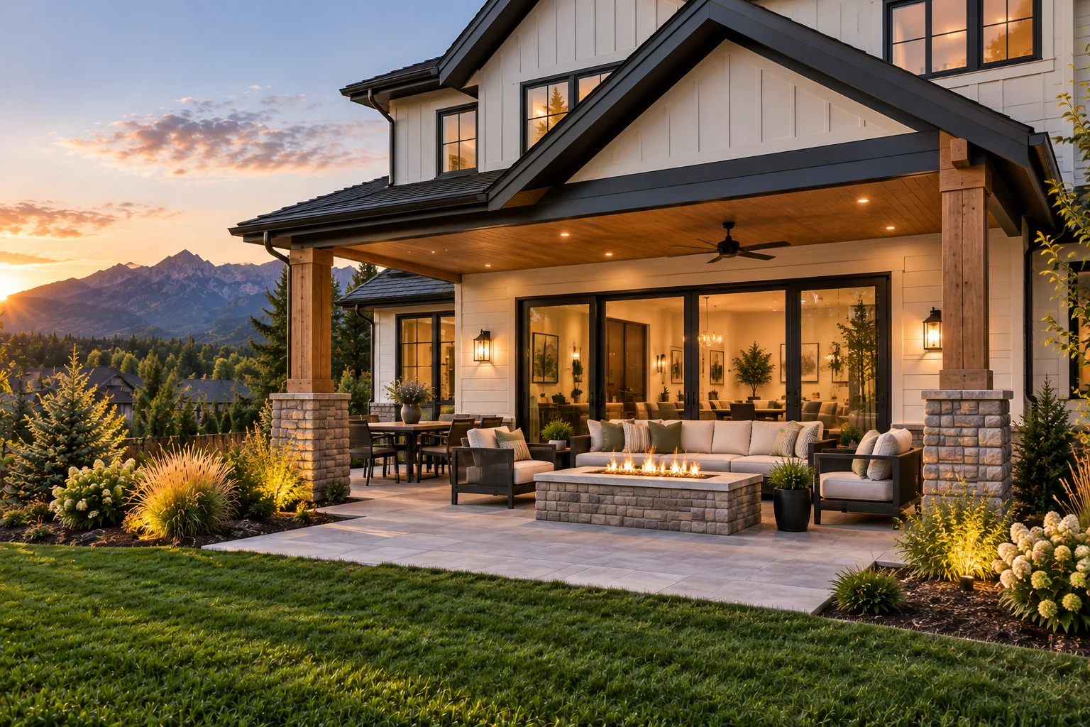 A beautifully finished backyard and outdoor living space