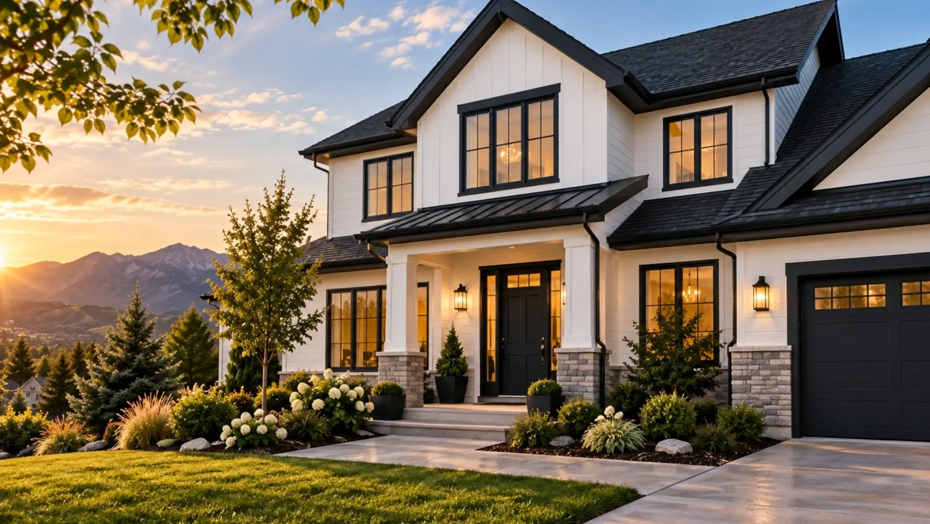 Warm sunset on a beautifully painted Colorado home